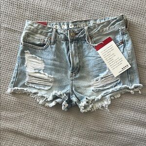 Women's Distressed Denim Shorts - Light Blue